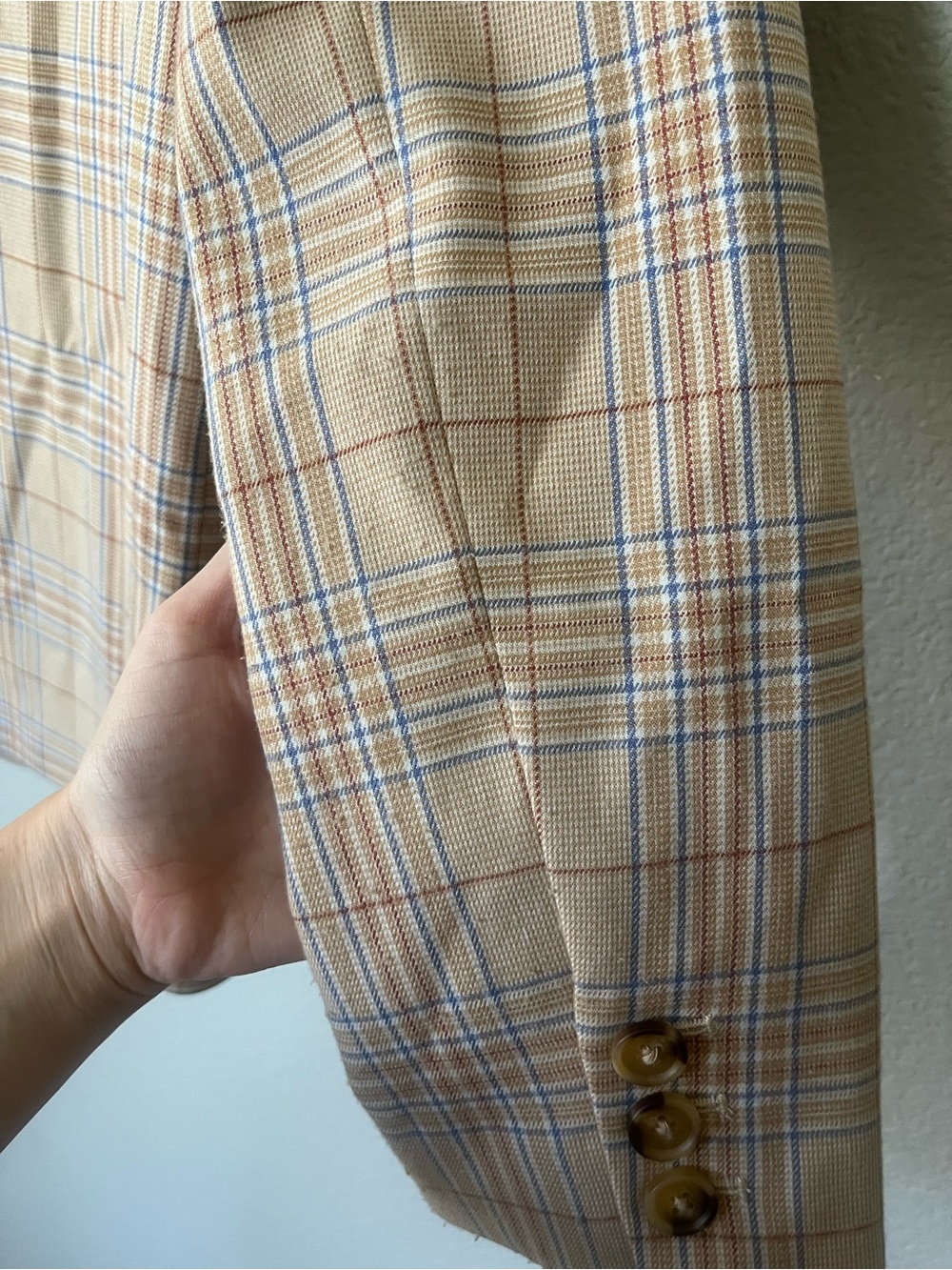 Revolve Song of Style Ansley Dual Breast Blazer Camel Multi Check Women Size S/M - Picture 15 of 16